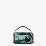 FENDI Baguette® Mini Bag embroidered with green sequins - Image 3
